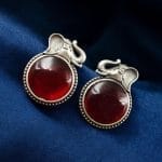 Elephant Stud Earrings - Silver Look alike Best Monalisa Jewellery - "Red"