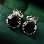 Elephant Stud Earrings - Silver Look alike Best Monalisa Jewellery - "Black"