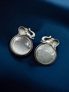 Elephant Stud Earrings - Silver Look alike Best Monalisa Jewellery - Color: "Grey"