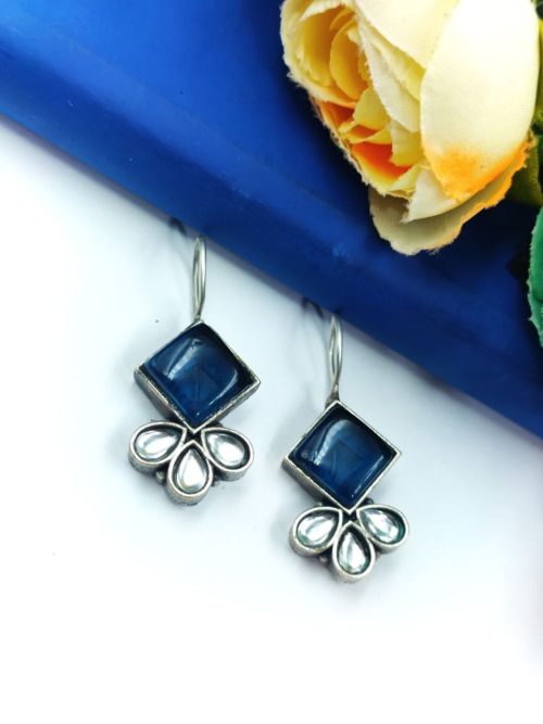 Iconic Look Daily-wear Earrings | Oxidized Silver Replica Hook Style Jewelry