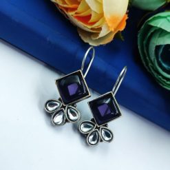 Iconic Look Daily-wear Earrings | Oxidized Silver Replica Hook Style Jewelry