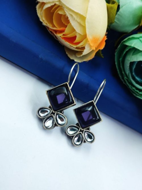 Iconic Look Daily-wear Earrings | Oxidized Silver Replica Hook Style Jewelry