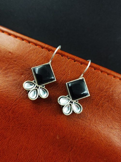 Iconic Look Daily-wear Earrings | Oxidized Silver Replica Hook Style Jewelry