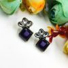 Oxidized Silver Replica Earrings For Everyday Use | Stone Studs Jewelry