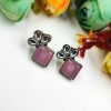 Oxidized Silver Replica Earrings For Everyday Use | Stone Studs Jewelry