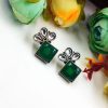 Oxidized Silver Replica Earrings For Everyday Use | Stone Studs Jewelry