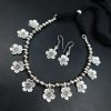 German Silver Necklace | Flower Charms Adjustable Thread Jewelry Set