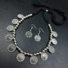 Silver-Plated Oxidized Necklace | Adjustable Thread Jewelry Set
