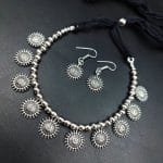 Light Weight Oxidised German Silver Necklace With Adjustable thread