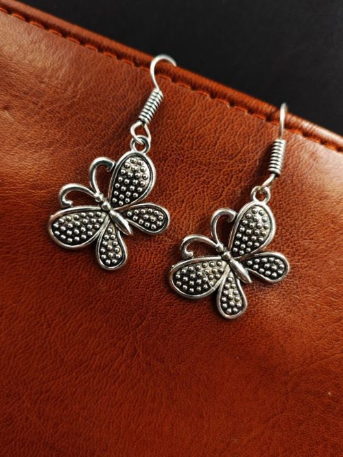 Daily Wear Oxidized Hook Earrings | Butterfly Light Weight Jewelry