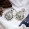 Handmade Chandbali - Silver Look Like Earrings with Pearl Beads