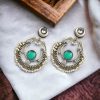 Handmade Chandbali - Silver Look Like Earrings with Pearl Beads