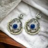 Handmade Chandbali - Silver Look Like Earrings with Pearl Beads