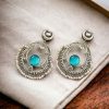 Handmade Chandbali - Silver Look Like Earrings with Pearl Beads