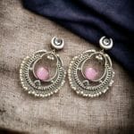 Handmade Chandbali - Silver Look Like Earrings with Pearl Beads