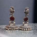 Oxidised Jhumka Earrings | Best Silver look Like Jhumki with Stone Work - "Red"