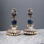 Oxidised Jhumka Earrings | Best Silver look Like Jhumki with Stone Work - "Blue"