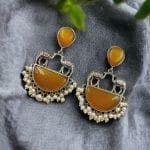 Designer Camel Earrings - Unique Stone Work Dangler Stud for Girls