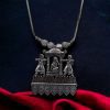 Oxidised Palakhi Necklace - German Silver Chain Pendant Jewelry