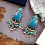 Fashionable Trendy Earrings - Best Silver Replica Jumbo Stone Dangler Earring