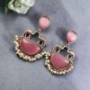 Designer Camel Earrings - Antique Stone Work Dangler Stud for Girls