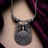 Oxidised Silver-Plated Pendant With Chain Necklace | Casual-wear Jewelry