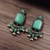Fashionable Trendy Earrings - Silver Replica Jumbo Stone Dangler Earring