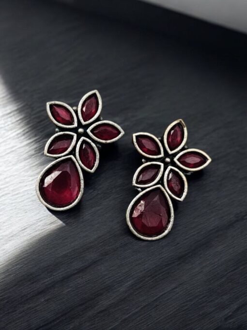 Trendy Stud Earrings | Silver Replica Stone Earring | Daily Wear Accessories