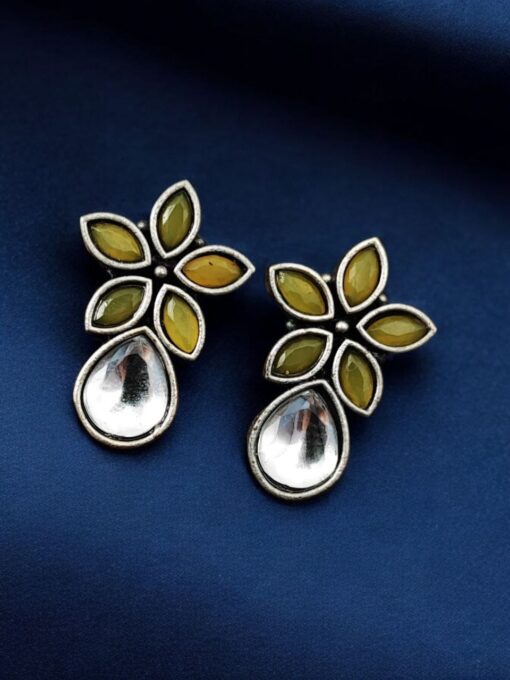 Trendy Stud Earrings | Silver Replica Stone Earring | Daily Wear Accessories