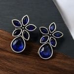 Bulk 66 Trendy Stud Earrings | Silver Replica Stone Earring | Best Daily Wear Accessories - "Blue"