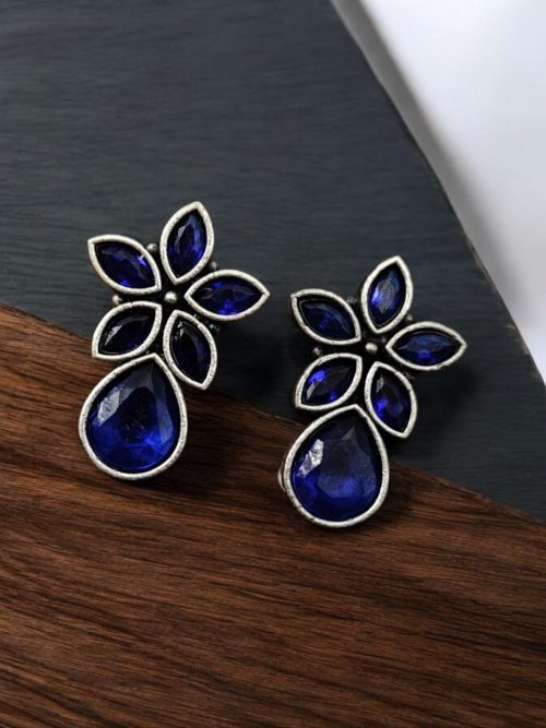 Trendy Stud Earrings | Silver Replica Stone Earring | Daily Wear Accessories