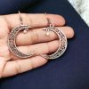 German Silver Moon Style Hook Earrings for Girls, showcasing intricate detailing and a lightweight design