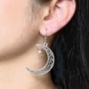 German Silver Earrings Moon Style Hook Earrings for Girls, showcasing intricate detailing and a lightweight design