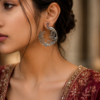 Silver Replica Peacock Stud | Floral Art Peacock Design Earrings