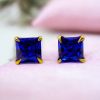 Cubic Zirconia Stone Stud Earrings | Square Shape AD Earring For Girls