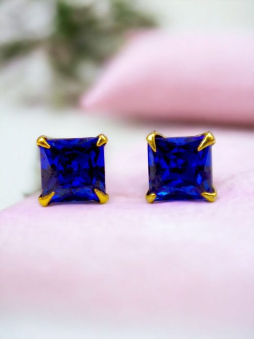 Cubic Zirconia Stone Stud Earrings | Square Shape AD Earring For Girls