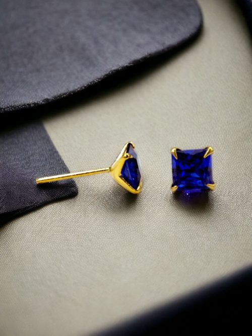 Cubic Zirconia Stone Stud Earrings | Square Shape AD Earring For Girls