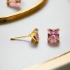 Cubic Zirconia Stone Stud Earrings | Square Shape AD Earring For Girls