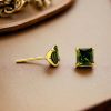 Cubic Zirconia Stone Stud Earrings | Square Shape AD Earring For Girls