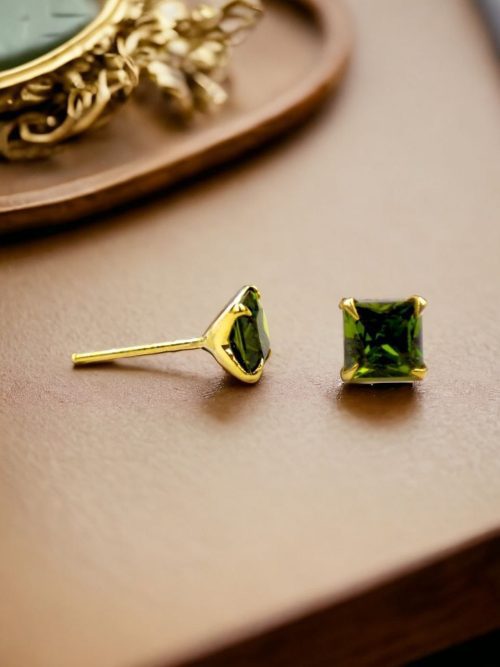 Cubic Zirconia Stone Stud Earrings | Square Shape AD Earring For Girls