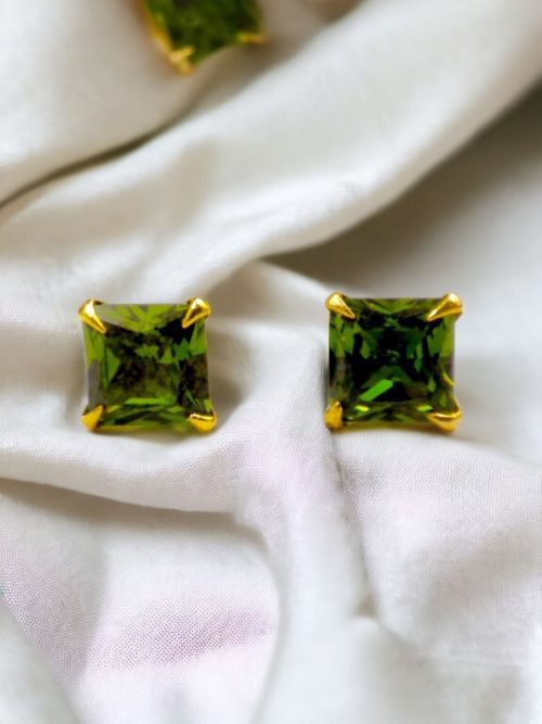 Cubic Zirconia Stone Stud Earrings | Square Shape AD Earring For Girls
