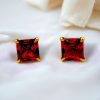 Cubic Zirconia Stone Stud Earrings | Square Shape AD Earring For Girls