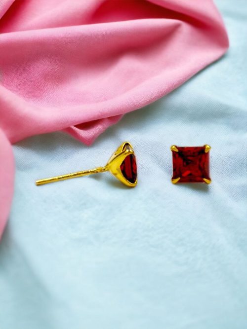Cubic Zirconia Stone Stud Earrings | Square Shape AD Earring For Girls