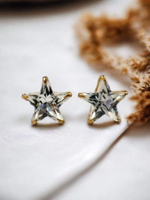 Star Shape Cubic Zirconia Stud Earrings | Star-inspire Ad Earring for Girls