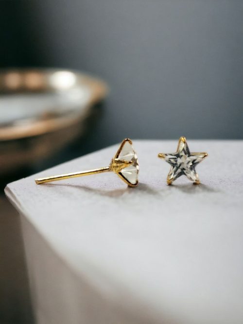 Star Shape Cubic Zirconia Stud Earrings | Star-inspire Ad Earring for Girls