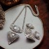 Antique SIlver Look Tringle Pendant with Matching Earrings Necklace Set For Girls