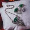 Antique SIlver Look Tringle Pendant with Matching Earrings Necklace Set For Girls