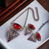 Antique SIlver Look Tringle Pendant with Matching Earrings Necklace Set For Girls