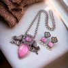 Silver Antique Look Bird Necklace Set with Stone Work For Girls