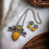 Silver Antique Look Bird Necklace Set with Stone Work For Girls